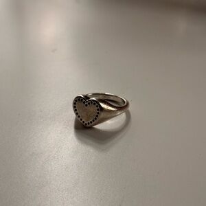 Pandora Silver Heart Ring with Dotted Design